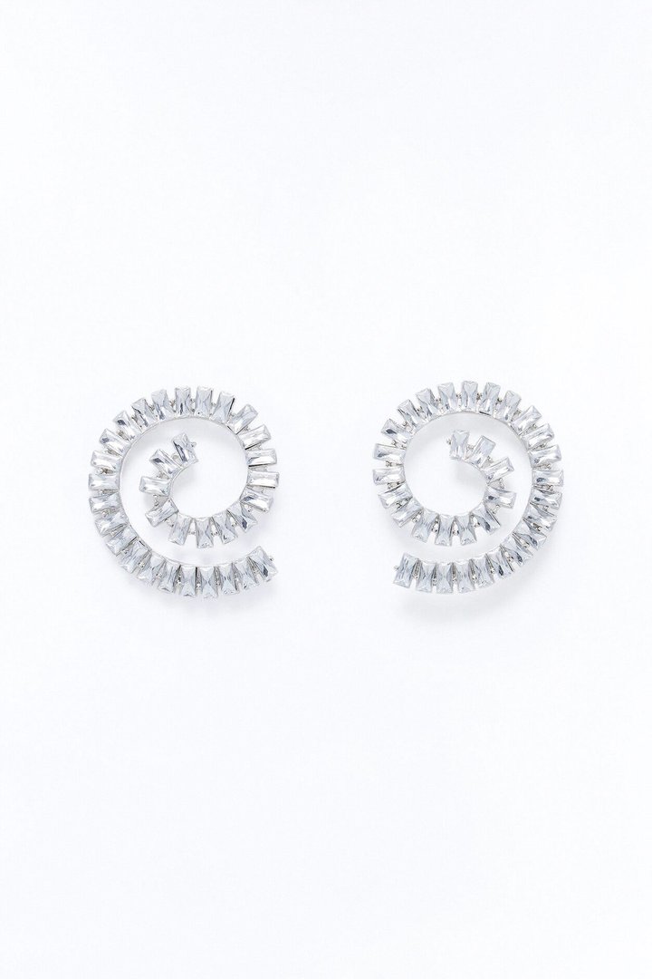 Wrapped In Rhinestones Earrings - Silver
