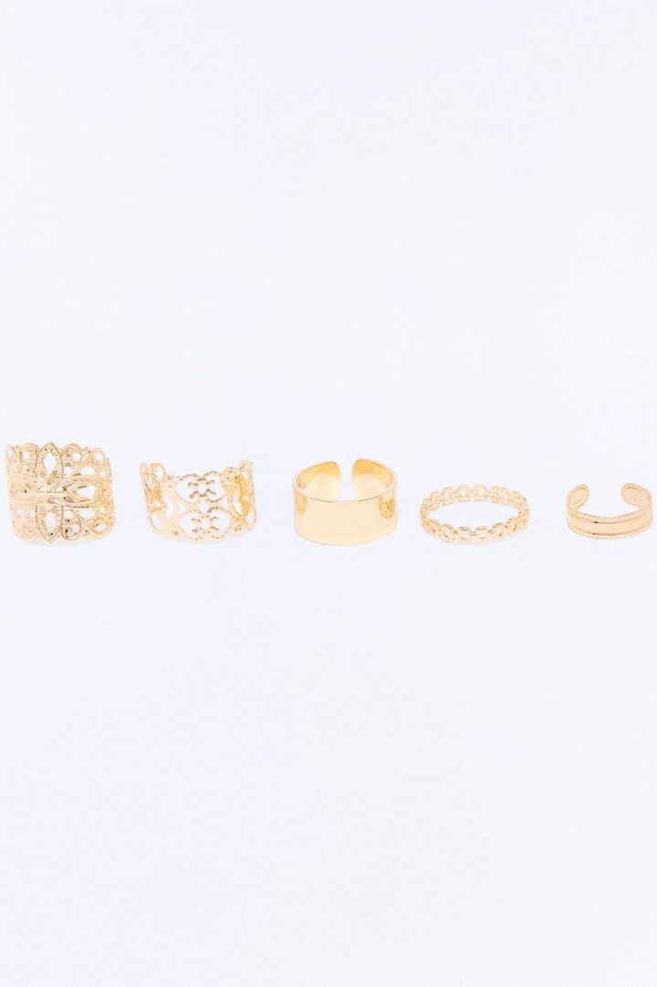 Soleil Hardware 5 Piece Ring Set - Gold
