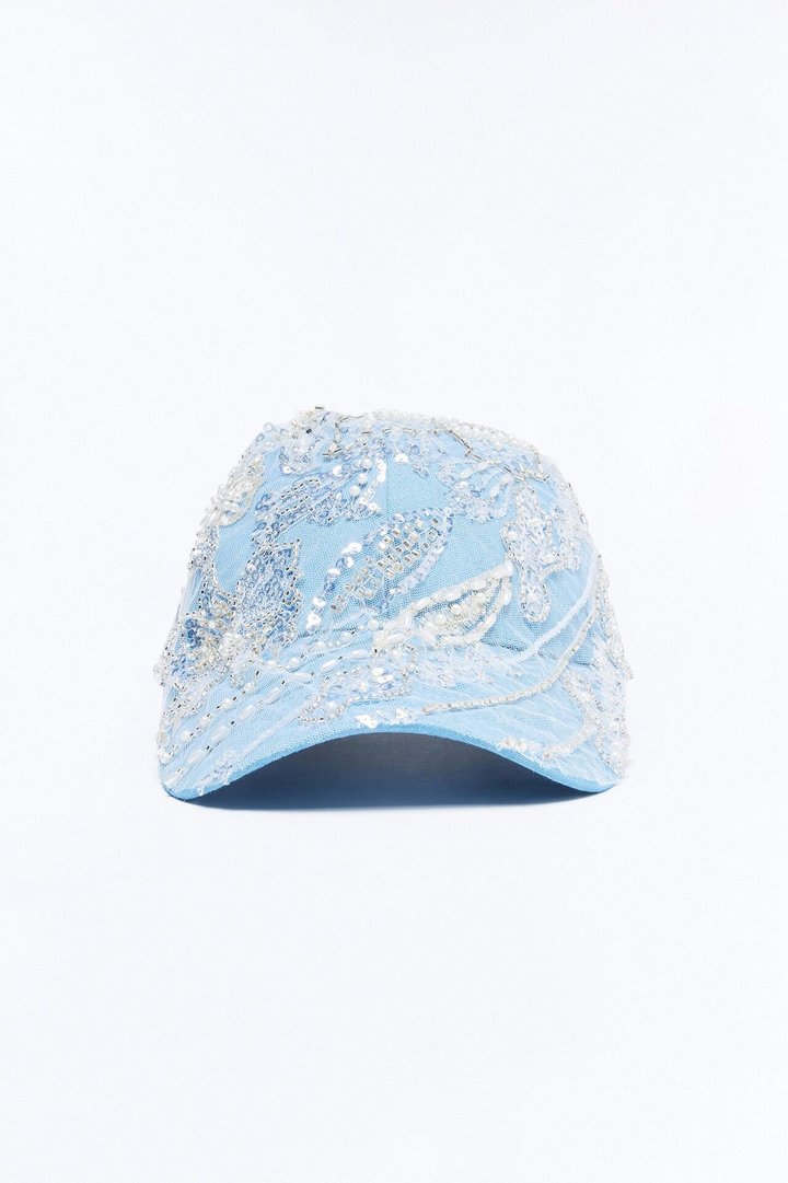 In The Clear Embellished Baseball Hat - Denim