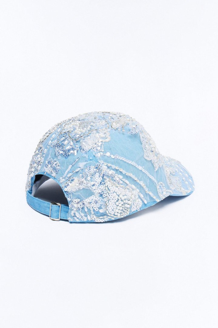 In The Clear Embellished Baseball Hat - Denim