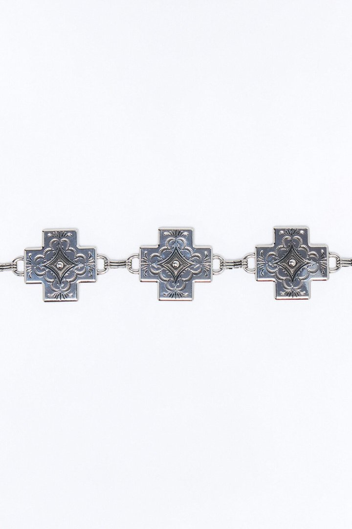 Tracey Cross Western Chain Belt - Blue/Silver
