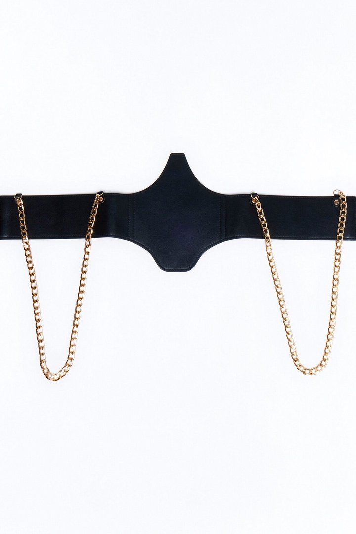 Tough It Out Chain Strap Corset Belt - Black