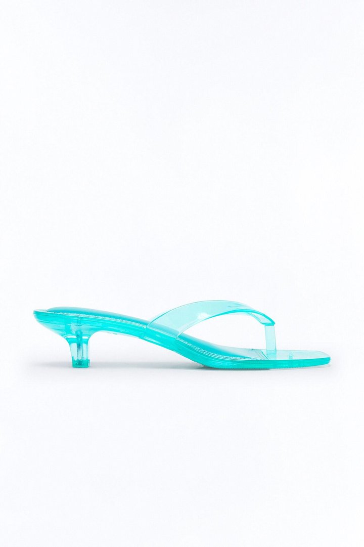 Bahamas Jelly Thong Kitten Heels - Turquoise
