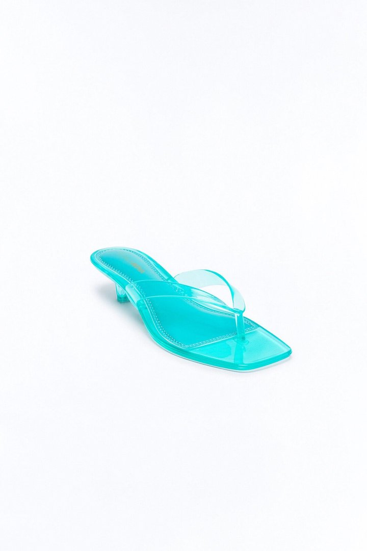Bahamas Jelly Thong Kitten Heels - Turquoise