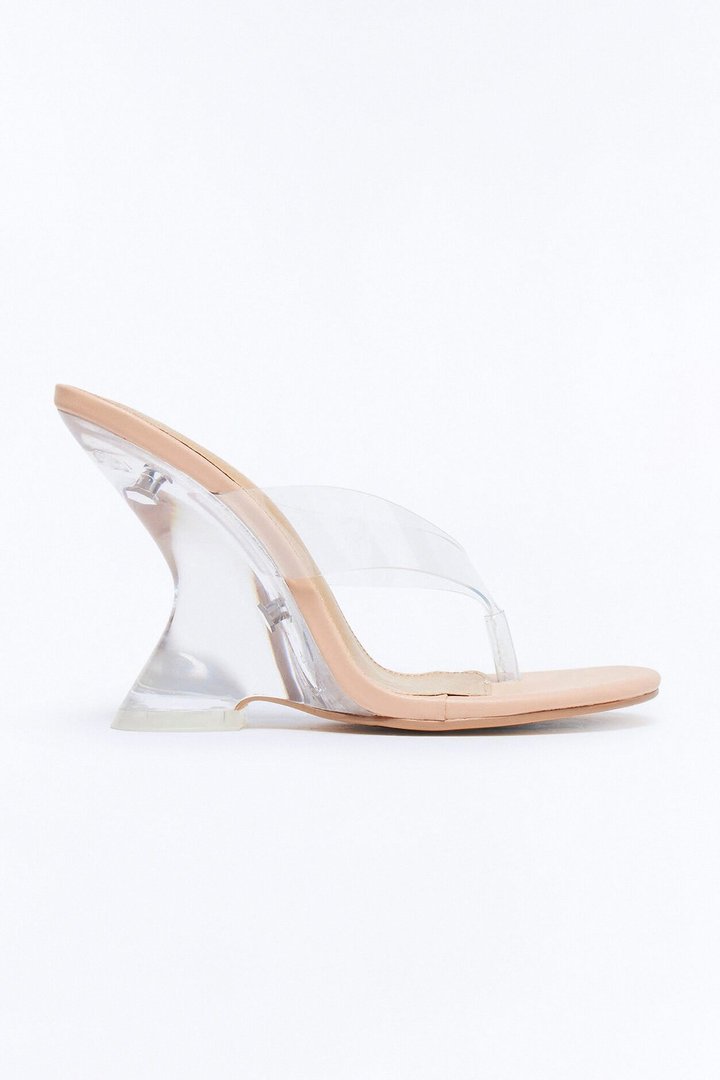 Daney Thong Lucite Wedges - Nude