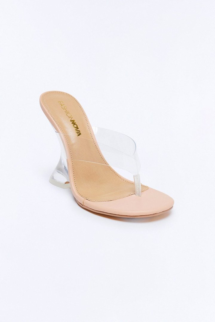Daney Thong Lucite Wedges - Nude