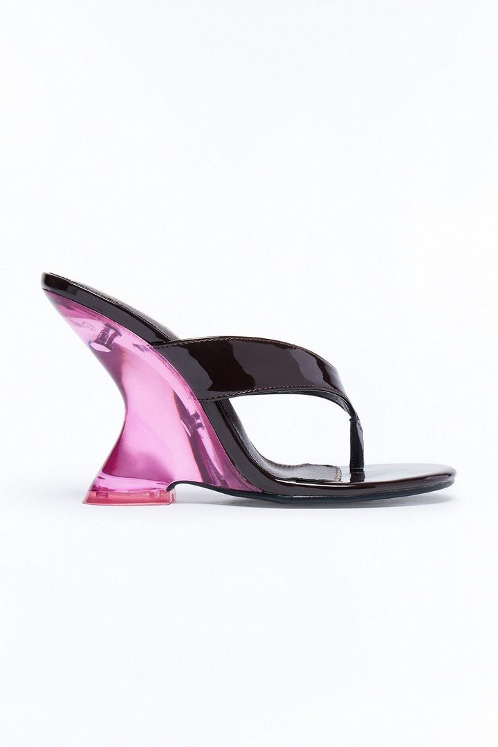 Daney Thong Lucite Wedges - Chocolate