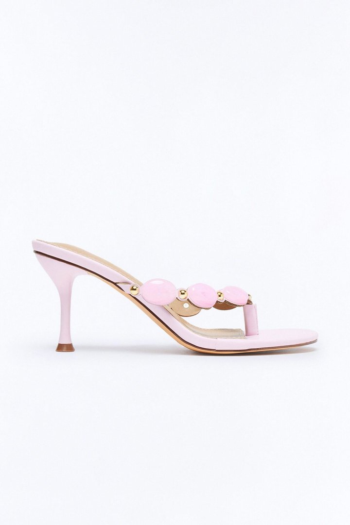 Bay Stone Thong Heels - Pink