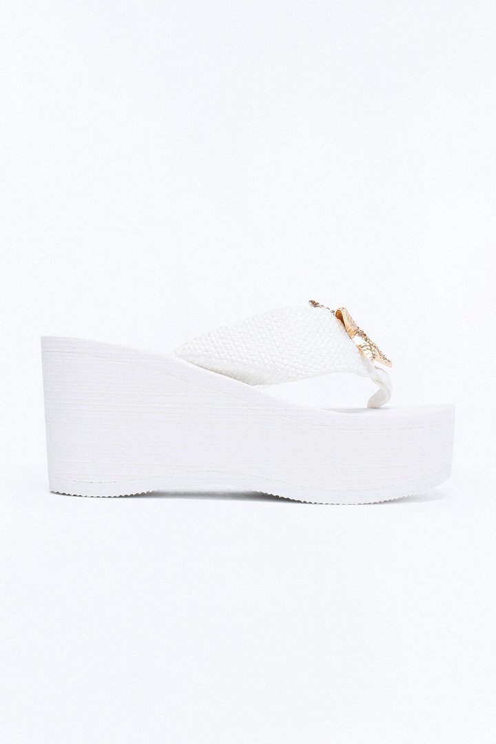 Feel The Heat Thong Wedges - White