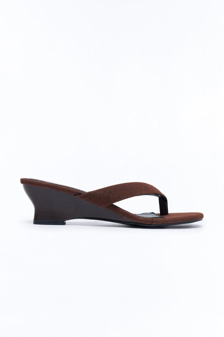 Zoe Thong Wedges - Dark Brown
