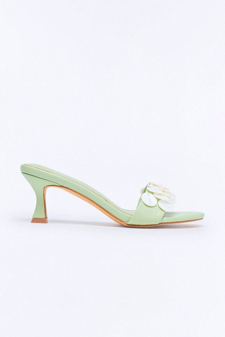 Sundial Shell Kitten Heels - Green