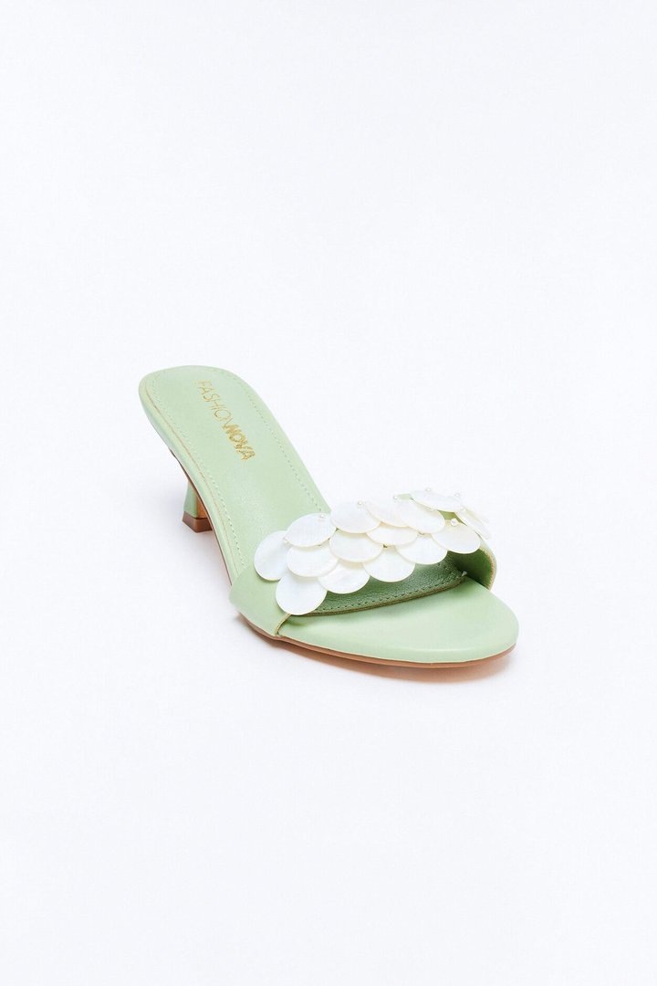 Sundial Shell Kitten Heels - Green
