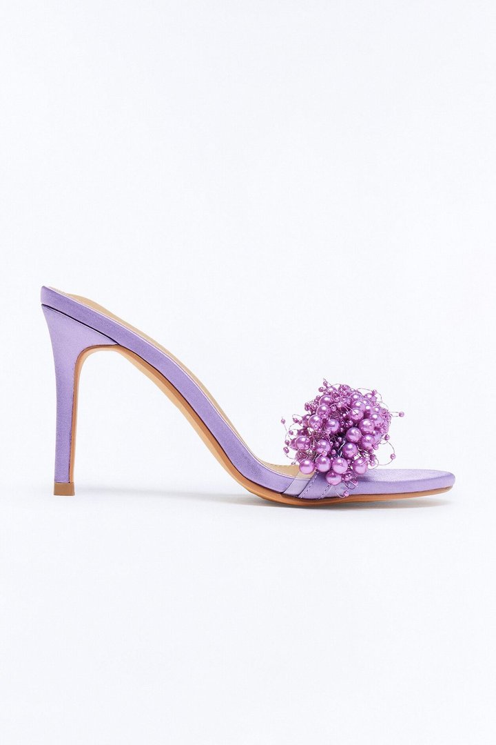 Penelope Pearl Mule Heels - Violet
