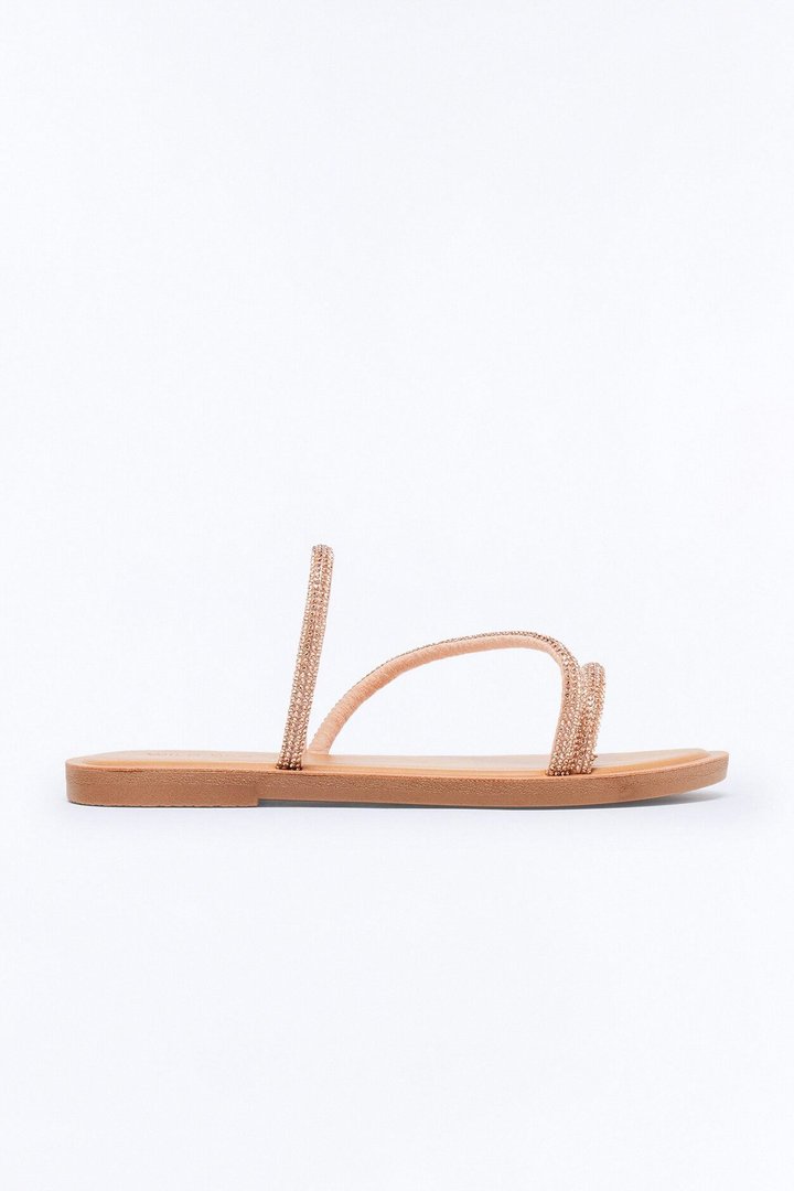 Idella Rhinestone Trim Sandals - RoseGold