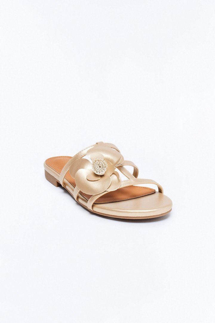 Xenith Flower Slip On Sandals - Gold