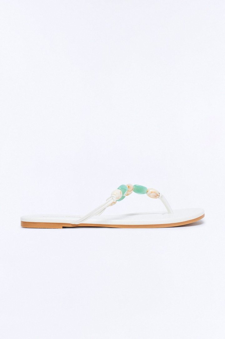 Brooke Stone Flip Flops - White