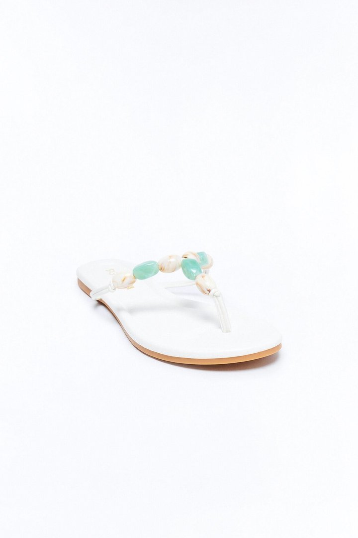 Brooke Stone Flip Flops - White