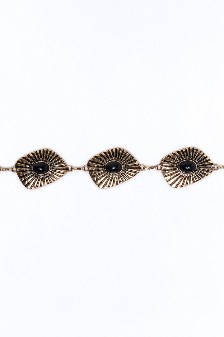 Canyon Jeweled Chain Belt - Gold/Black