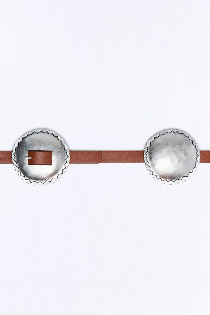 Festival Nights Faux Leather Western Belt - Silver/Brown