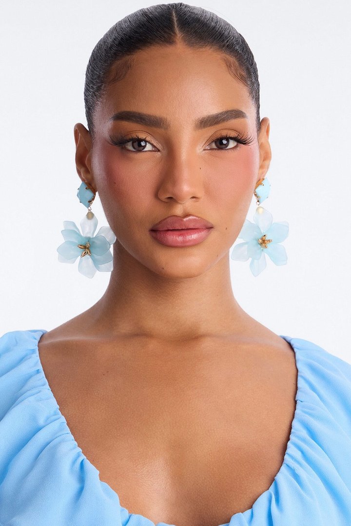 Maribelle Floral Drop Earrings - Blue