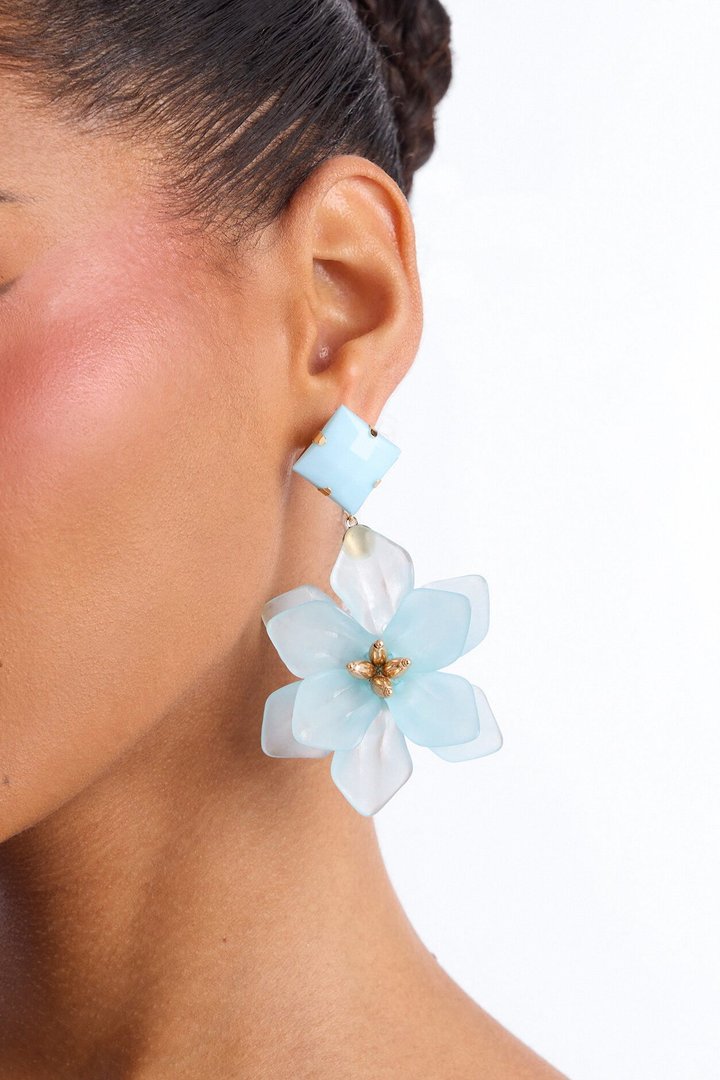 Maribelle Floral Drop Earrings - Blue