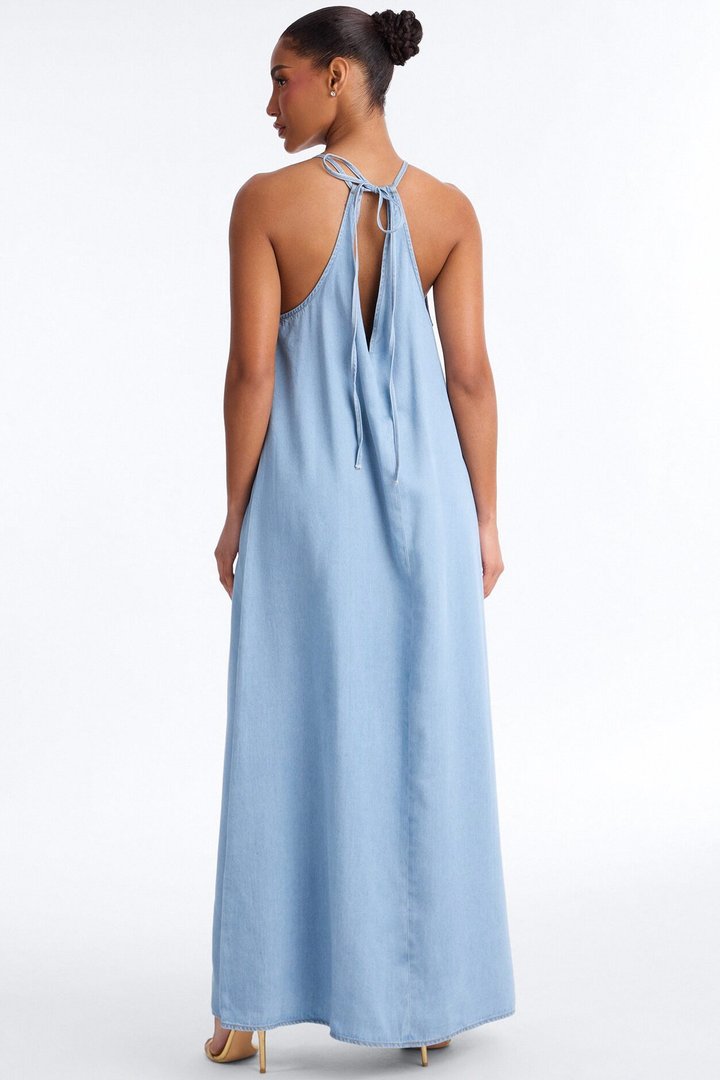 Daytime Chic Denim Maxi Dress - Light Wash