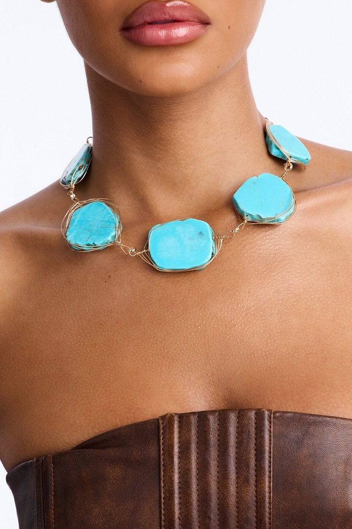 My Boots And Stones Single Chain Necklace - Turquoise