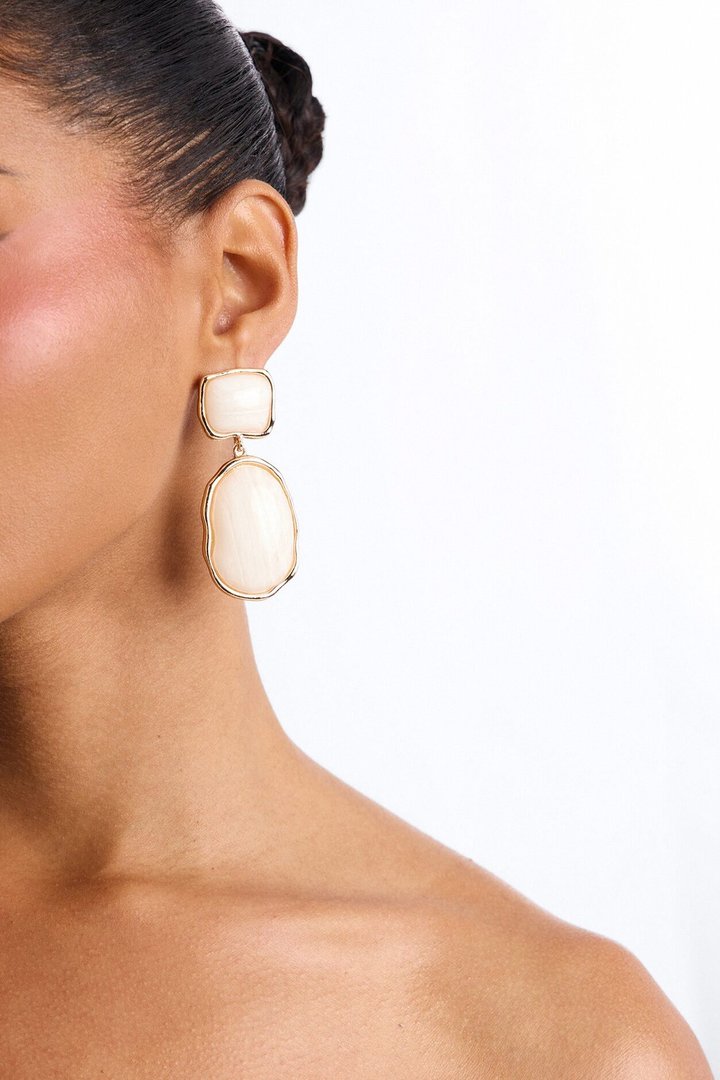 Angelic Aura Drop Earrings - White/Gold