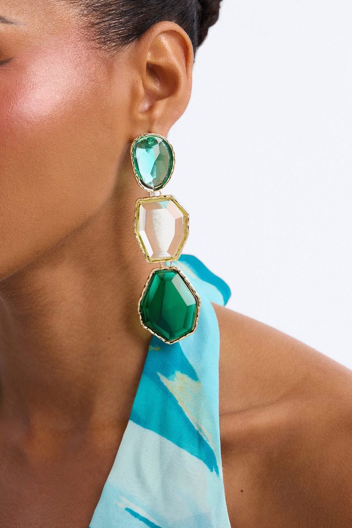 Back In Paradise Earrings - Green/combo