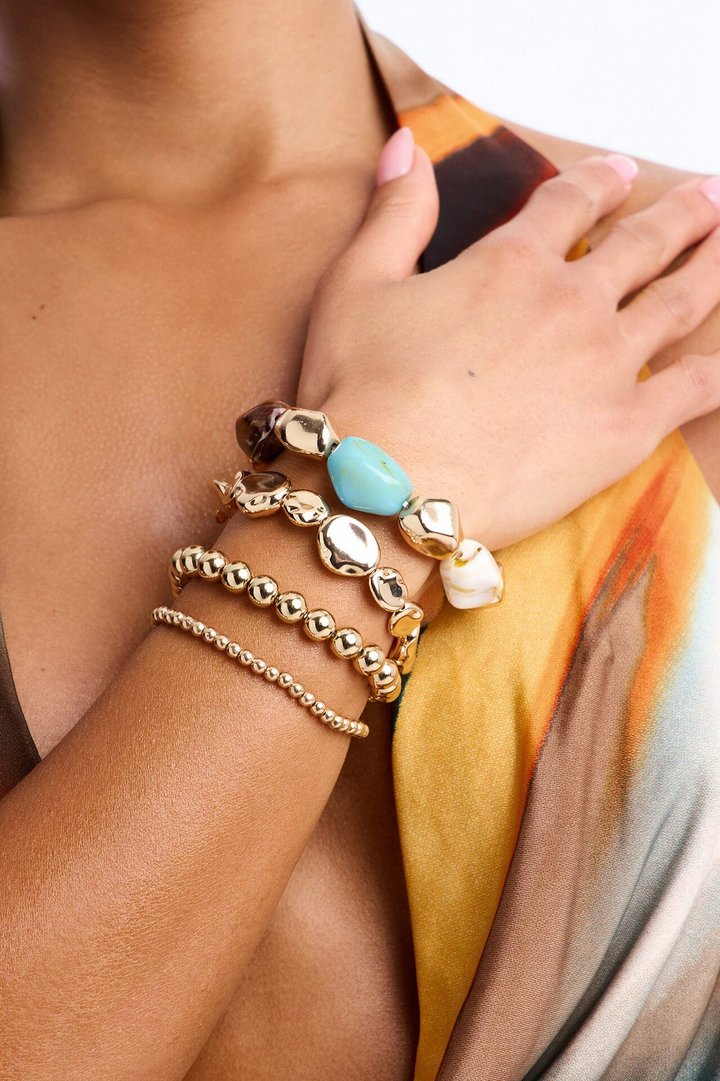 Coast To Coast 4 Piece Bracelet Set - Gold/Multi