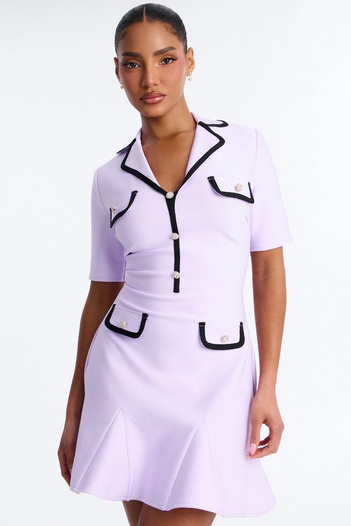 Libbie Short Sleeve Bandage Mini Dress - Lavender