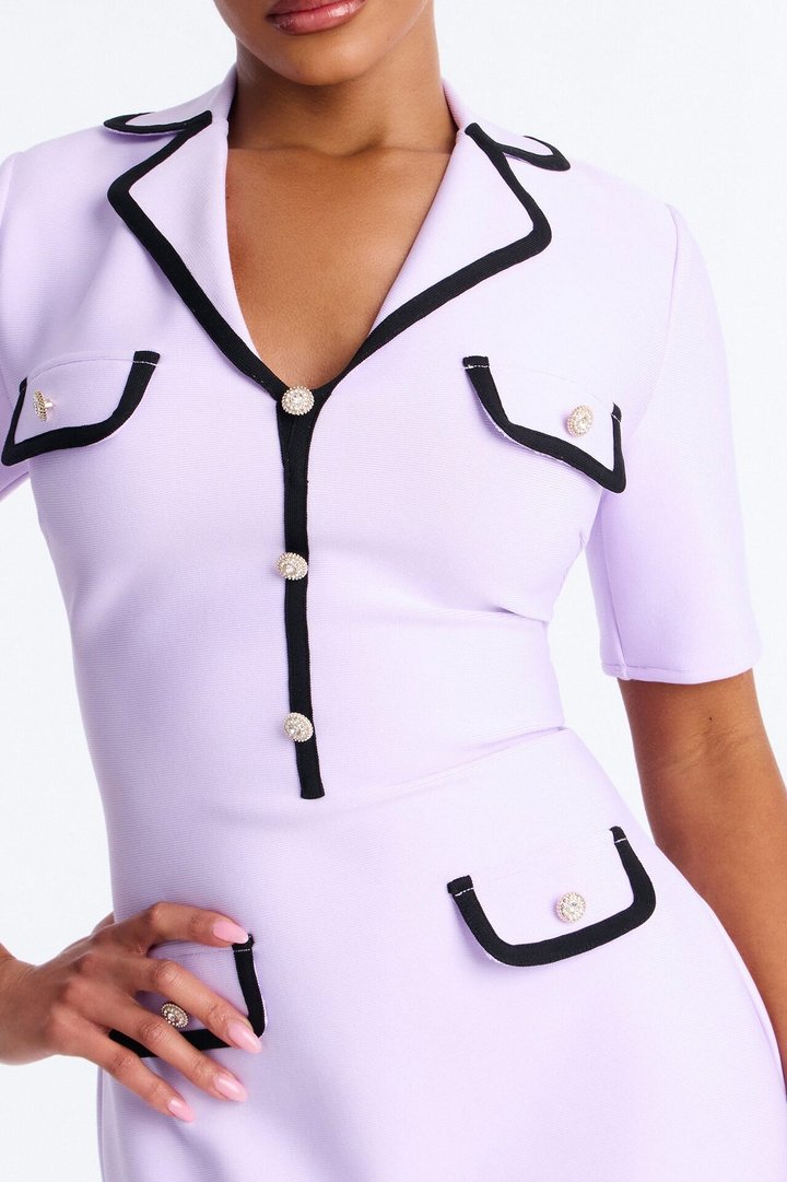 Libbie Short Sleeve Bandage Mini Dress - Lavender