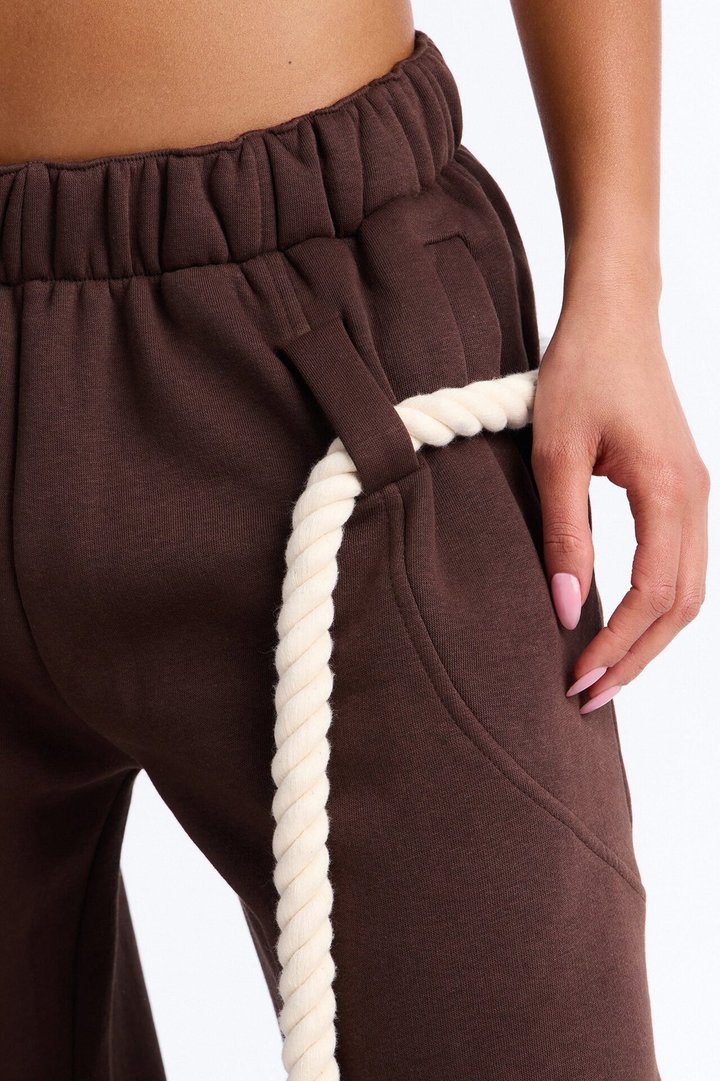 Rope Me In Baggy Barrel Sweatpants - Chocolate