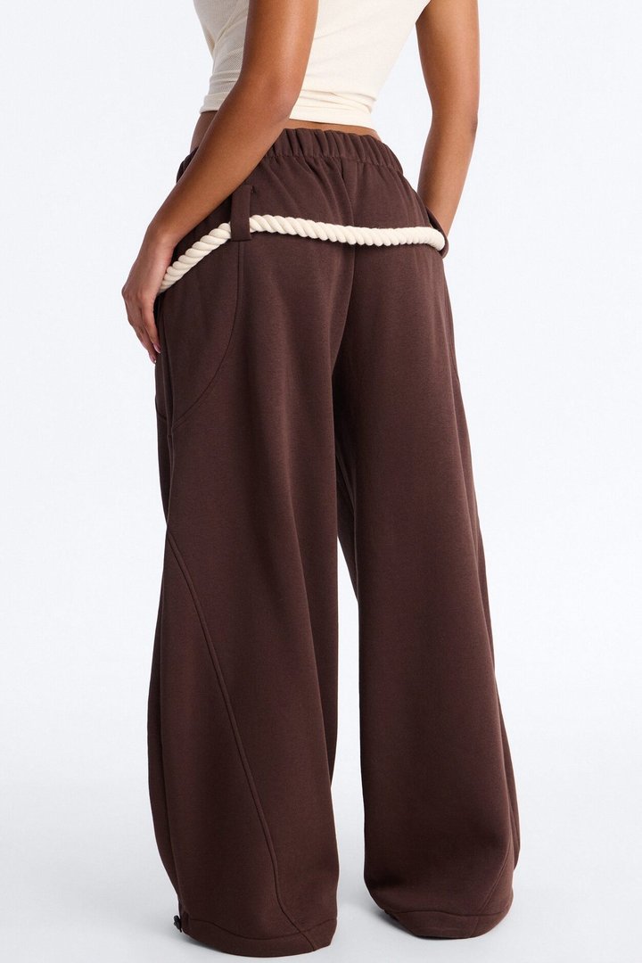 Rope Me In Baggy Barrel Sweatpants - Chocolate