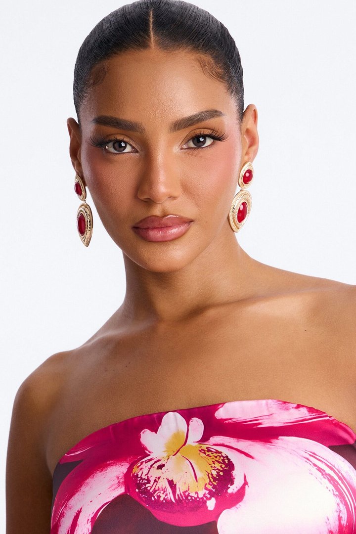 Serenity Drop Earrings - Burgundy/combo