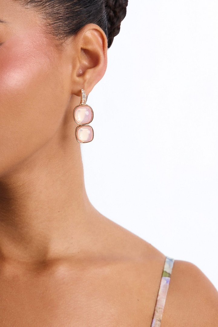Ocean Jewels Drop Earrings - Gold/Pink