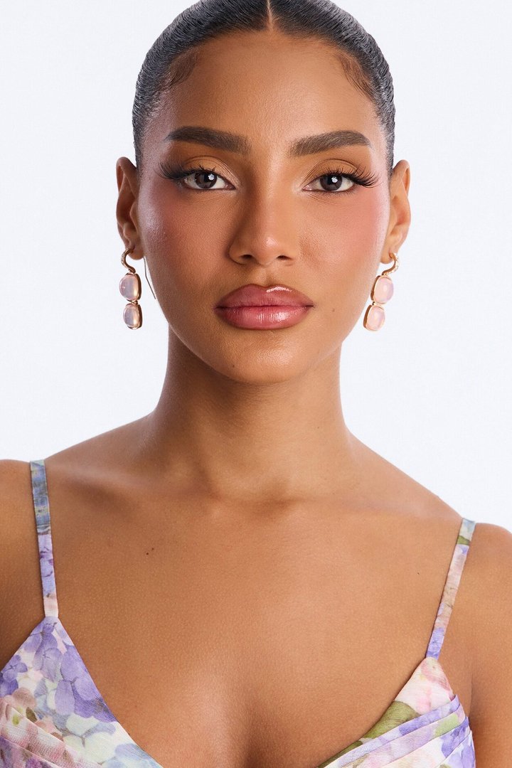 Ocean Jewels Drop Earrings - Gold/Pink