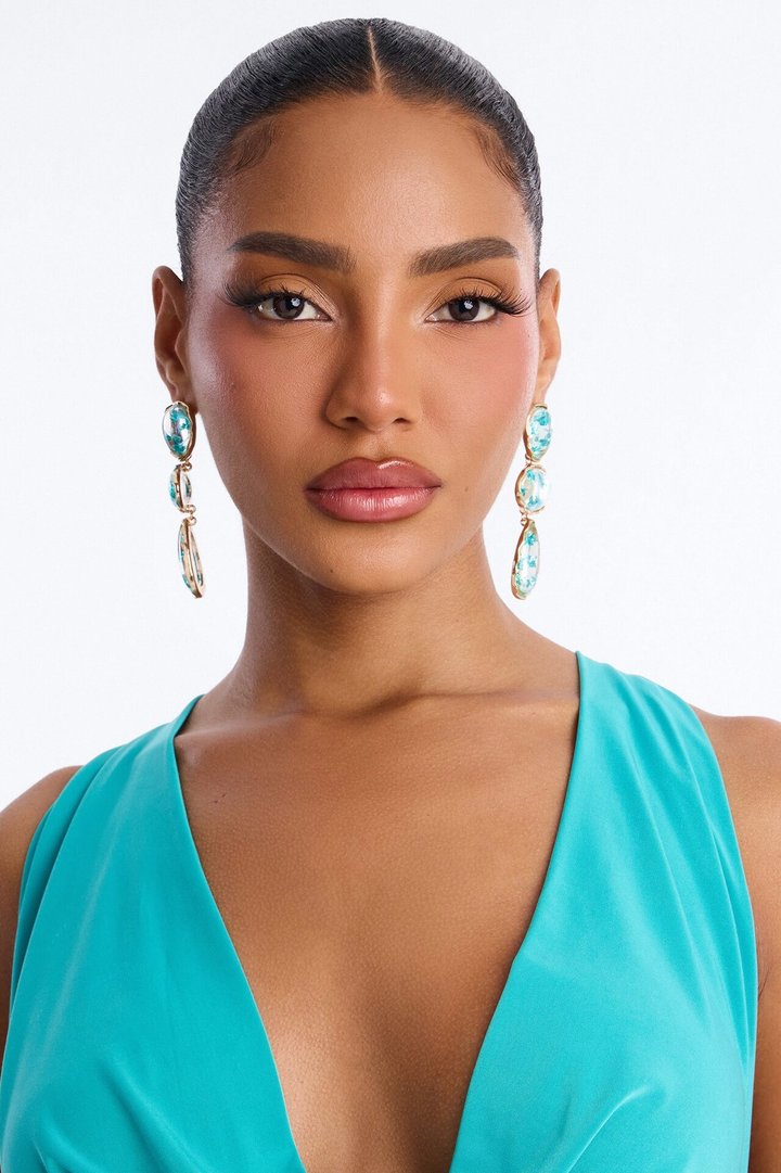 Gleam And Glow Drop Earrings - Gold/Blue