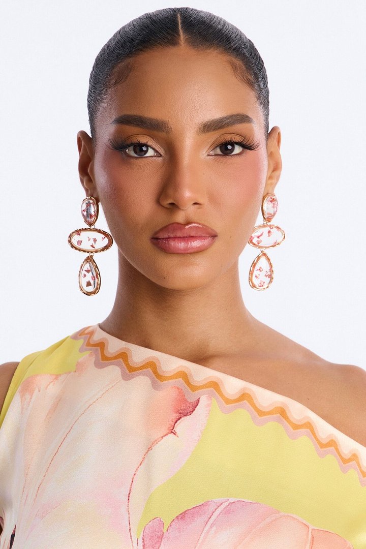 Gleam And Glow Drop Earrings - Gold/Pink