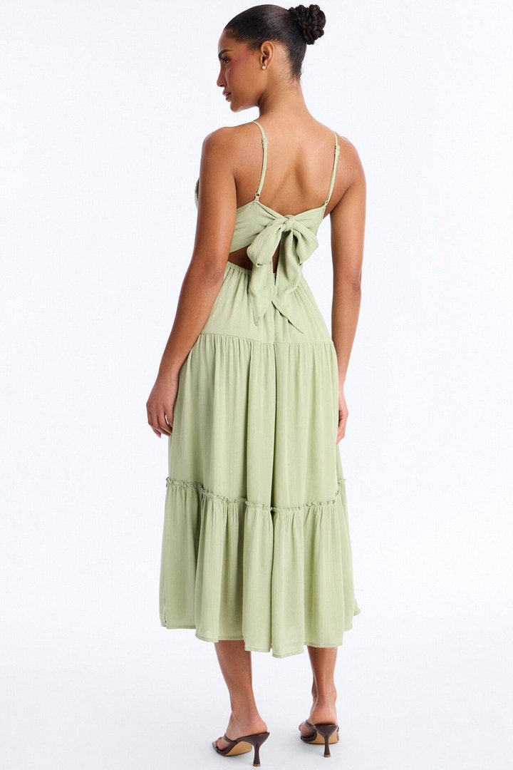 Bianca Crochet Midi Dress - Sage