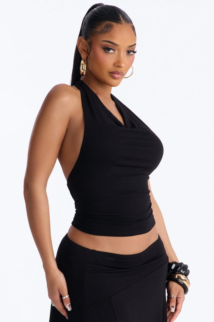 Justine Halter Asymmetrical Skirt Set - Black