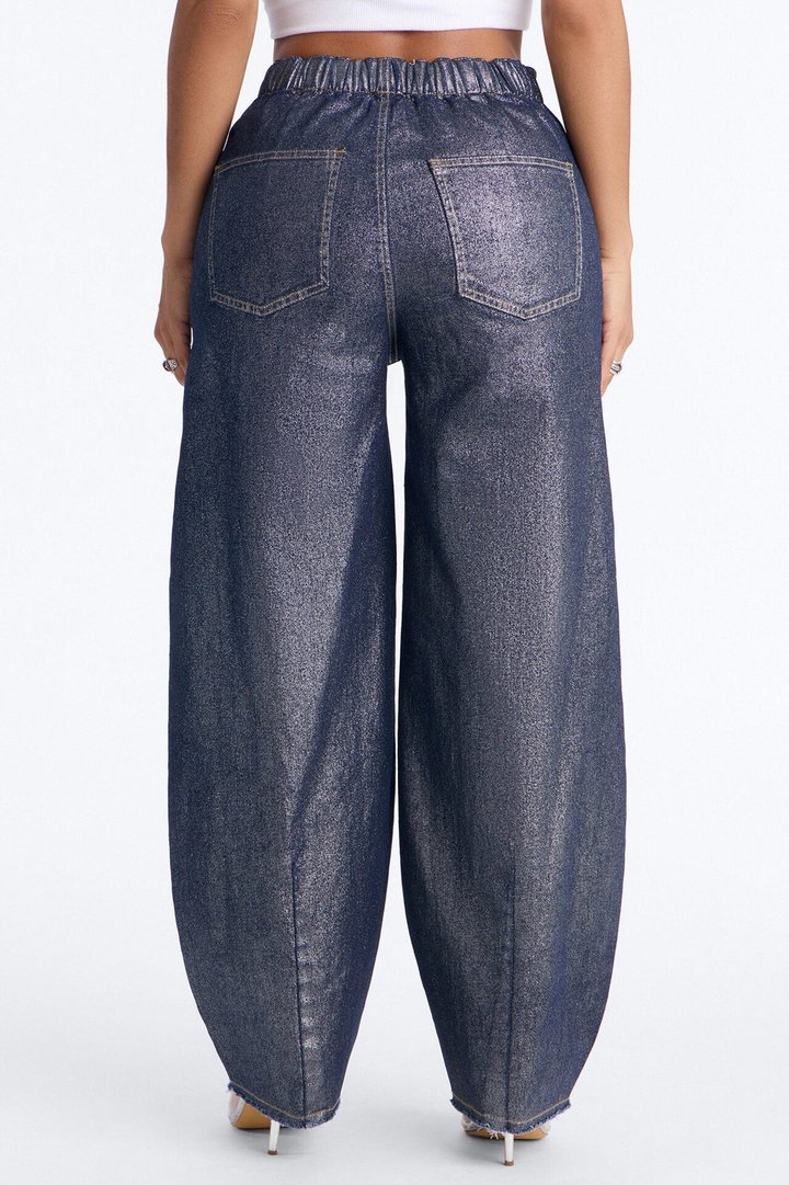 Reflect On Me Metallic Pull On Jeans - Dark Wash