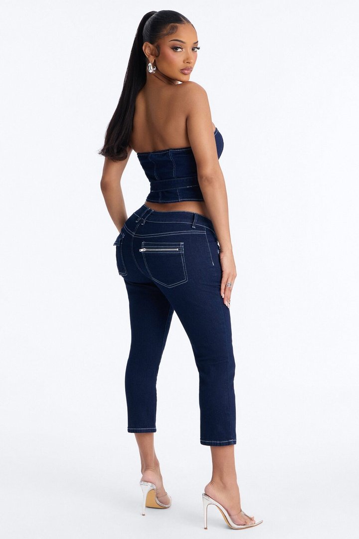 In Motion Low Rise Stretch Capri Jeans - Dark Wash