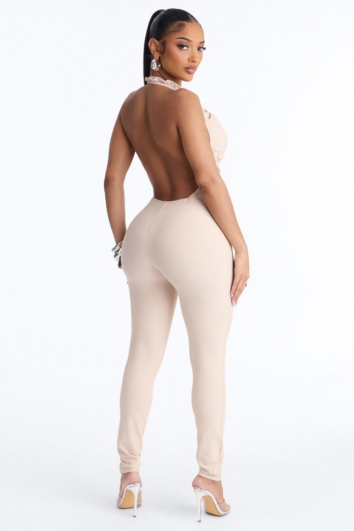 Kenna Plunge Backless Catsuit - Stone