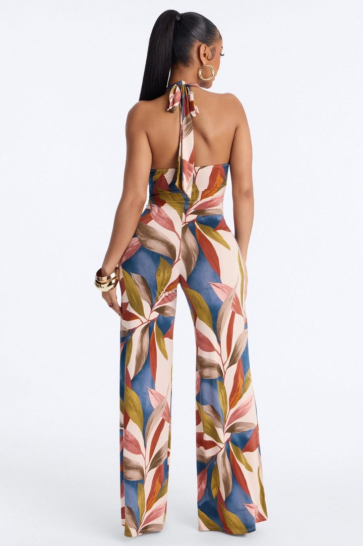 Island Getaway Wide Leg Jumpsuit - Multi Color