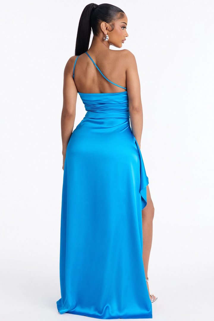 Angelic Aura Satin Gown - Blue