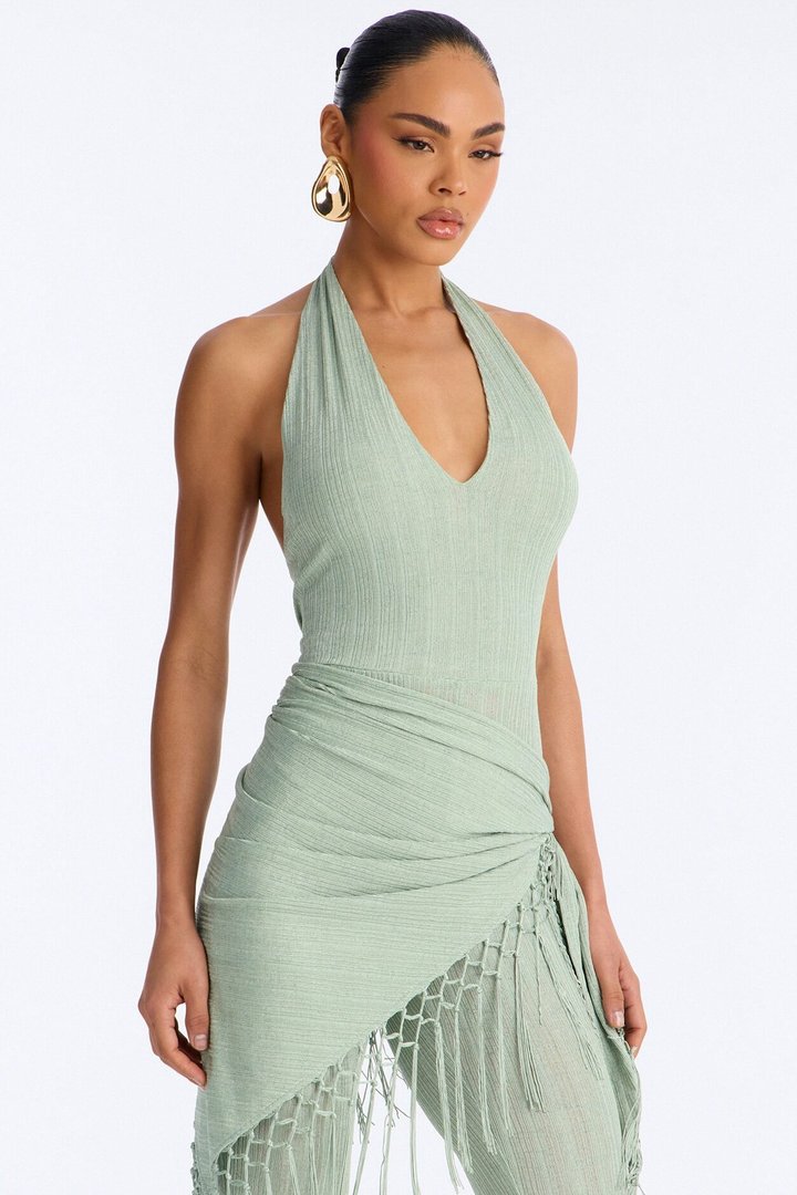 Emme Waist Tie Capri Catsuit - Sage