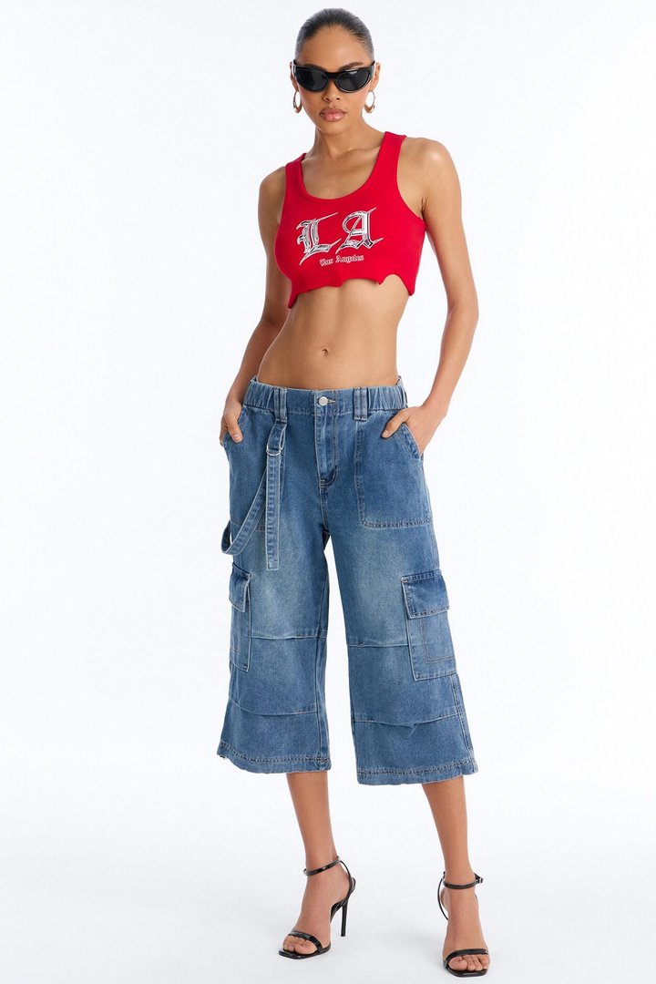 Next Mission Jogger Capri Jeans - Medium Wash