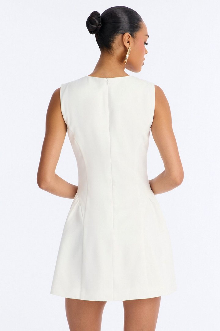 Elsie Sleeveless Button Up Mini Dress - White
