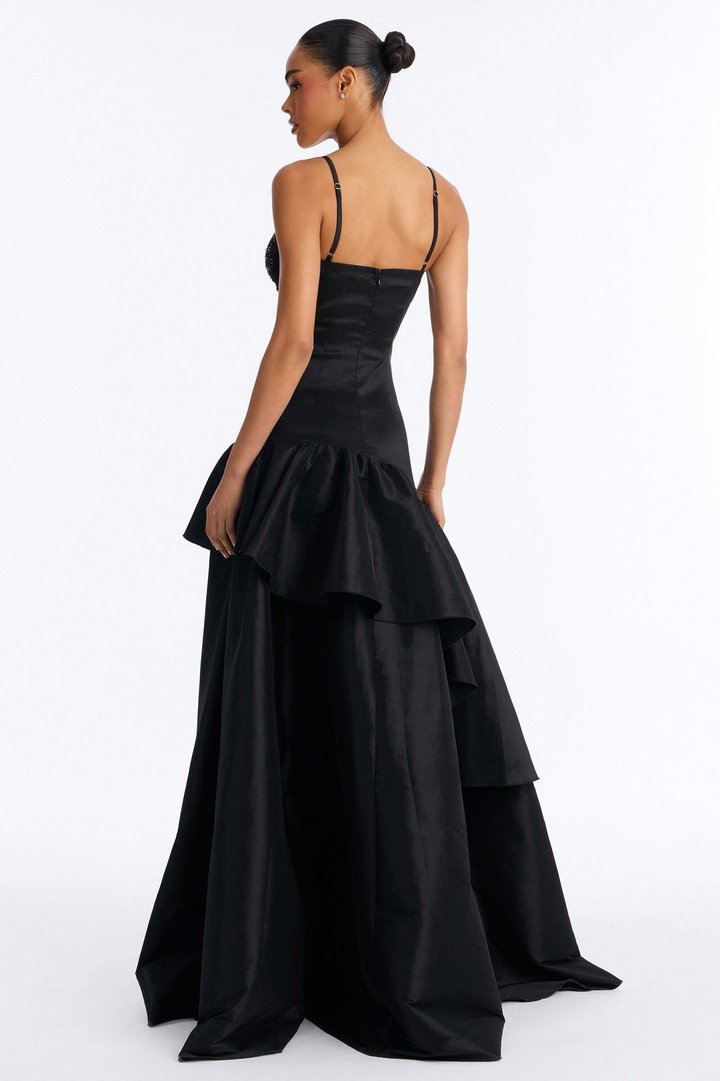 Blurred Memories Embellished Maxi Gown - Black